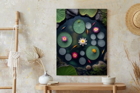 Plakat Staw Lilie Wodny I Ryby