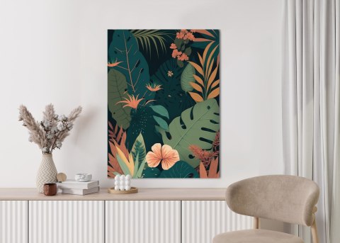 Plakat Tropikalne Kwiaty I Liście W Dżungli
