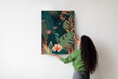 Plakat Tropikalne Kwiaty I Liście W Dżungli