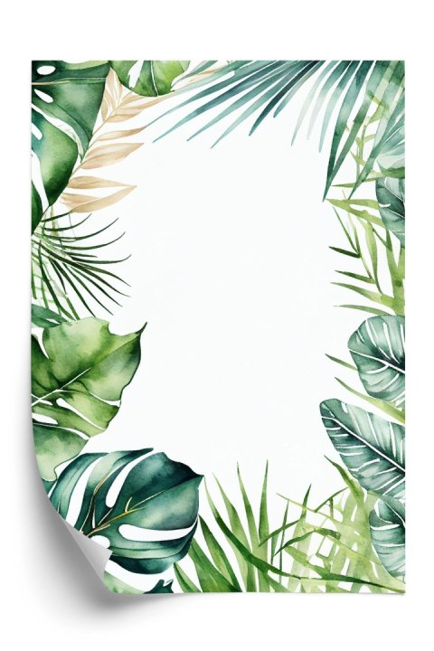Plakat Tropikalne Zielone Liście Akwarela