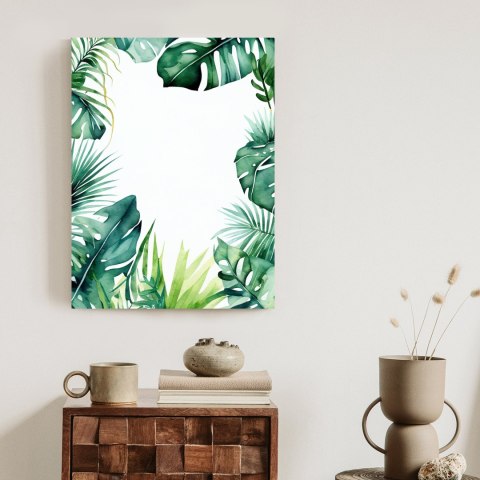 Plakat Zielone Liście Malowane Akwarelą Na Białym Tle