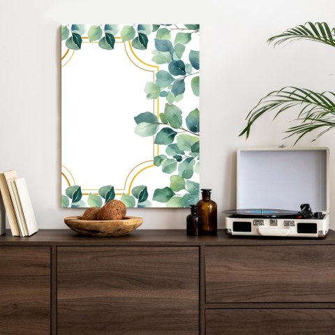 Plakat Zielone Liście W Złotej Ramie