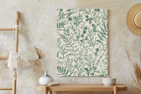 Plakat Zielone Rośliny Na Beżowym Tle Botaniczny Wzór