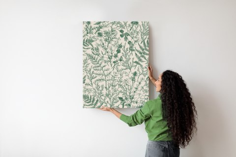 Plakat Zielone Rośliny Na Beżowym Tle Botaniczny Wzór