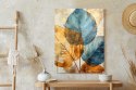 Plakat Złote I Niebieskie Liście Akwarela