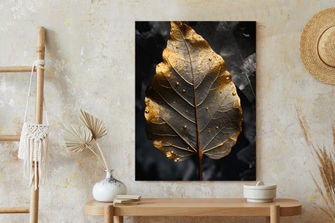 Plakat Złoty Liść W Stylu Vintage