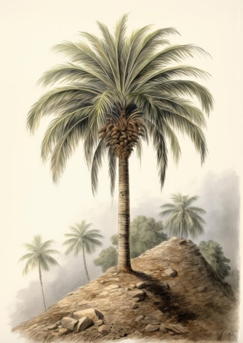 Plakat Botaniczna Palma Na Pustynnym Krajobrazie