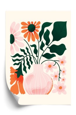 Plakat Bukiet Kwiatów W Różowym Wazonie