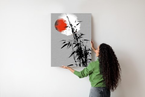 Plakat Czarny Bambus I Czerwone Słońce