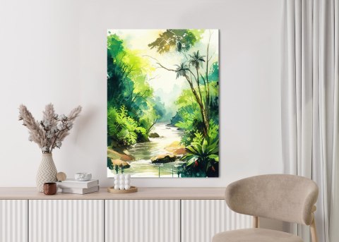 Plakat Dżungla Palmy I Rzeka