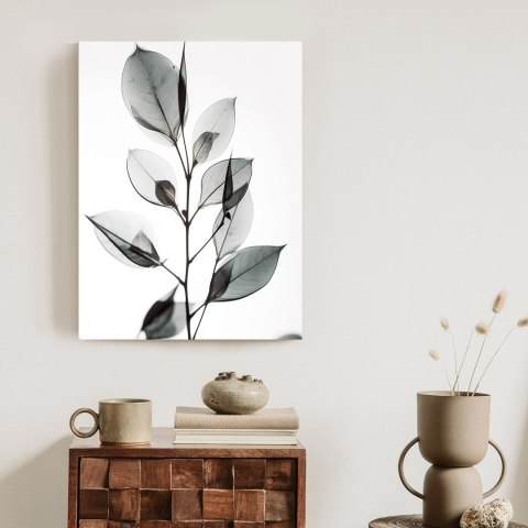 Plakat Gałązka Z Szarymi Liśćmi Na Jansym Tle