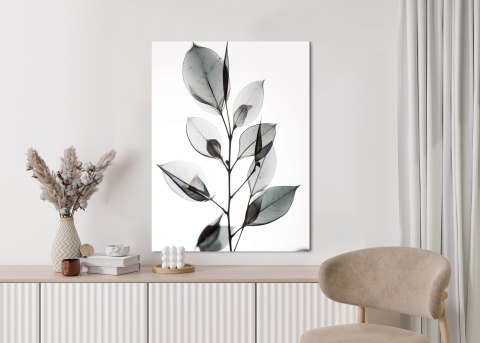 Plakat Gałązka Z Szarymi Liśćmi Na Jansym Tle