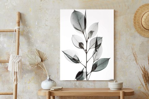 Plakat Gałązka Z Szarymi Liśćmi Na Jansym Tle