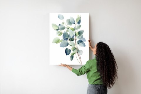 Plakat Gałązka Z Zielonymi Liśćmi - Akwarela