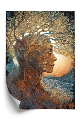 Plakat Głowa Człowieka I Artystyczne Drzewo
