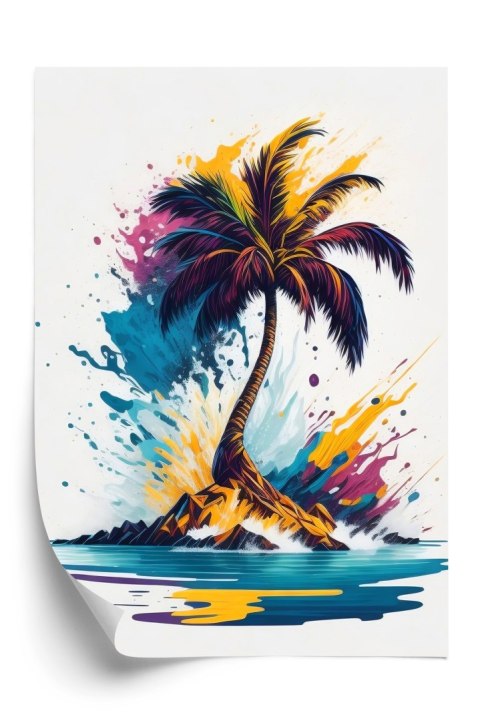Plakat Kolorowa Palma Na Bezludnej Wyspie