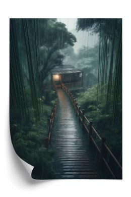 Plakat Las Bambusowy Z Dom Z Bambusa