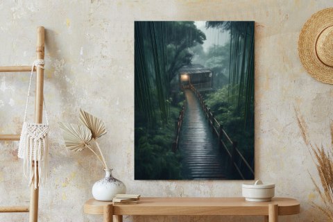 Plakat Las Bambusowy Z Dom Z Bambusa