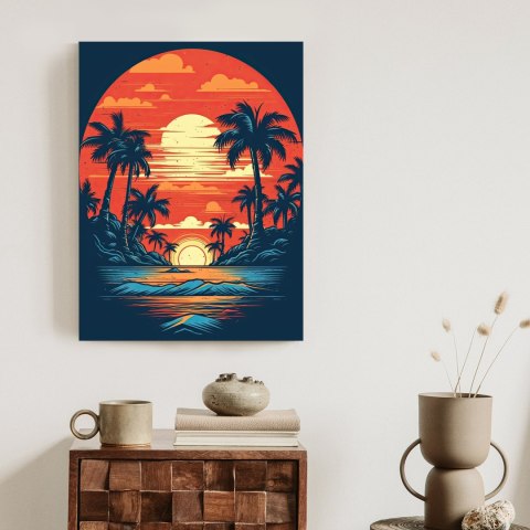 Plakat Letnia Plaża Z Palmami I Morzem