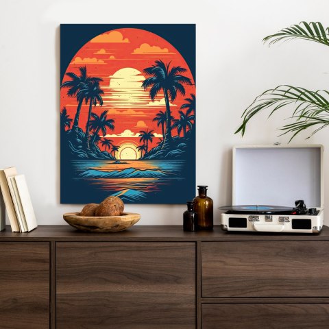 Plakat Letnia Plaża Z Palmami I Morzem