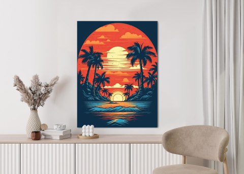 Plakat Letnia Plaża Z Palmami I Morzem