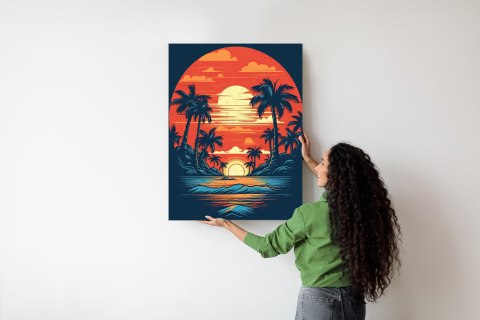 Plakat Letnia Plaża Z Palmami I Morzem