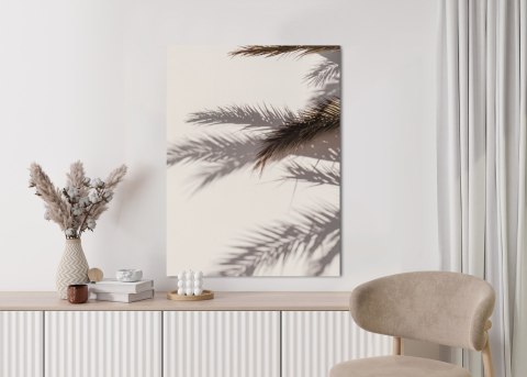 Plakat Liście Palmy Z Odbiciem Cieni Na Ścianie