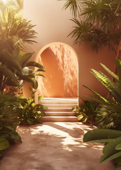 Plakat Meksykańskie Drzwi Schody I Palmy