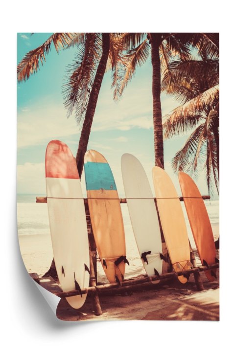 Plakat Palmy Z Deskami Surfingowymi