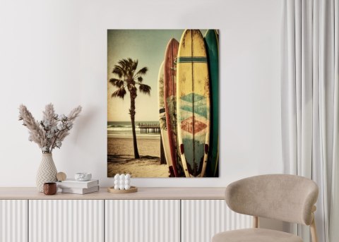 Plakat Plama I Deski Surfingowe W Tonach Vintage