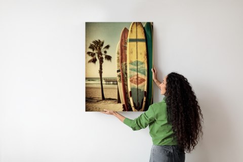 Plakat Plama I Deski Surfingowe W Tonach Vintage