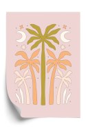 Plakat Retro Palmy I Księżyce
