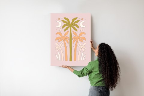 Plakat Retro Palmy I Księżyce