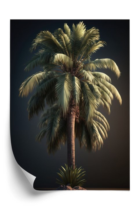Plakat Samotna Palma Na Ciemnym Tle