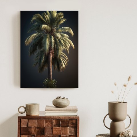 Plakat Samotna Palma Na Ciemnym Tle