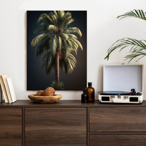 Plakat Samotna Palma Na Ciemnym Tle