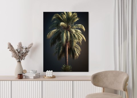 Plakat Samotna Palma Na Ciemnym Tle