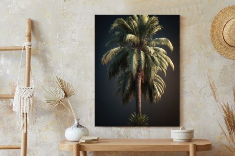 Plakat Samotna Palma Na Ciemnym Tle