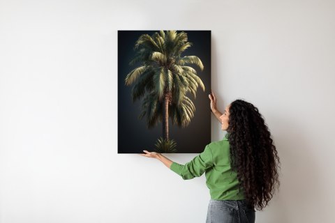 Plakat Samotna Palma Na Ciemnym Tle