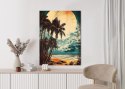 Plakat Tropikalna Plaża Słońce I Palmy Vintage