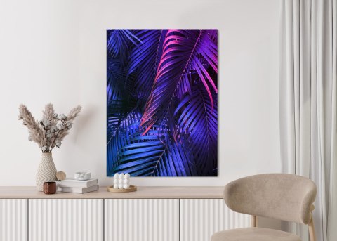 Plakat Tropikalne Neonowe Liście Palmowe