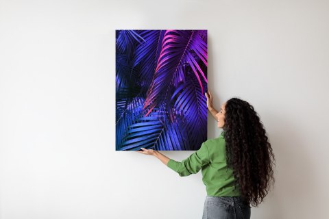 Plakat Tropikalne Neonowe Liście Palmowe