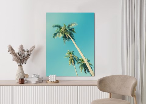 Plakat Tropikalne Tło Z Palmami W Świetle Słońca