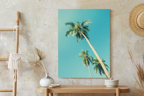 Plakat Tropikalne Tło Z Palmami W Świetle Słońca