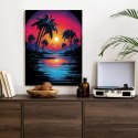 Plakat Tropikalny Zachód Słońca I Palmy