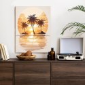 Plakat Zachód Słońca I Trzy Palmy
