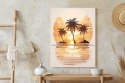 Plakat Zachód Słońca I Trzy Palmy