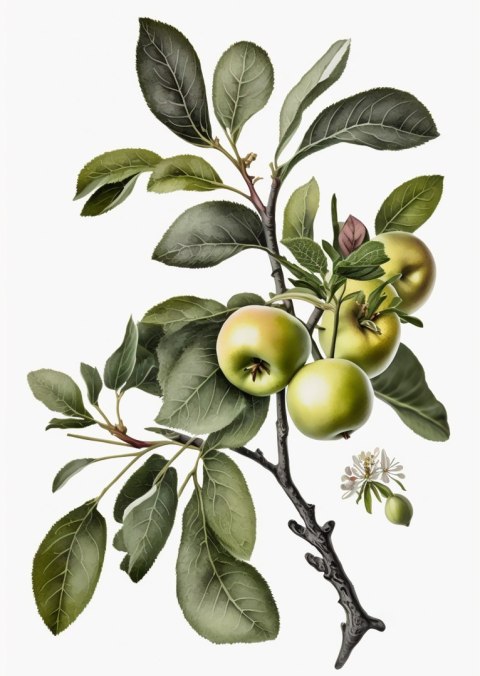 Plakat Zielona Gałązka Z Jabłkami