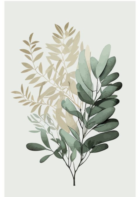 Plakat Zielona I Złota Akwarelowa Gałązka