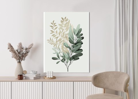 Plakat Zielona I Złota Akwarelowa Gałązka